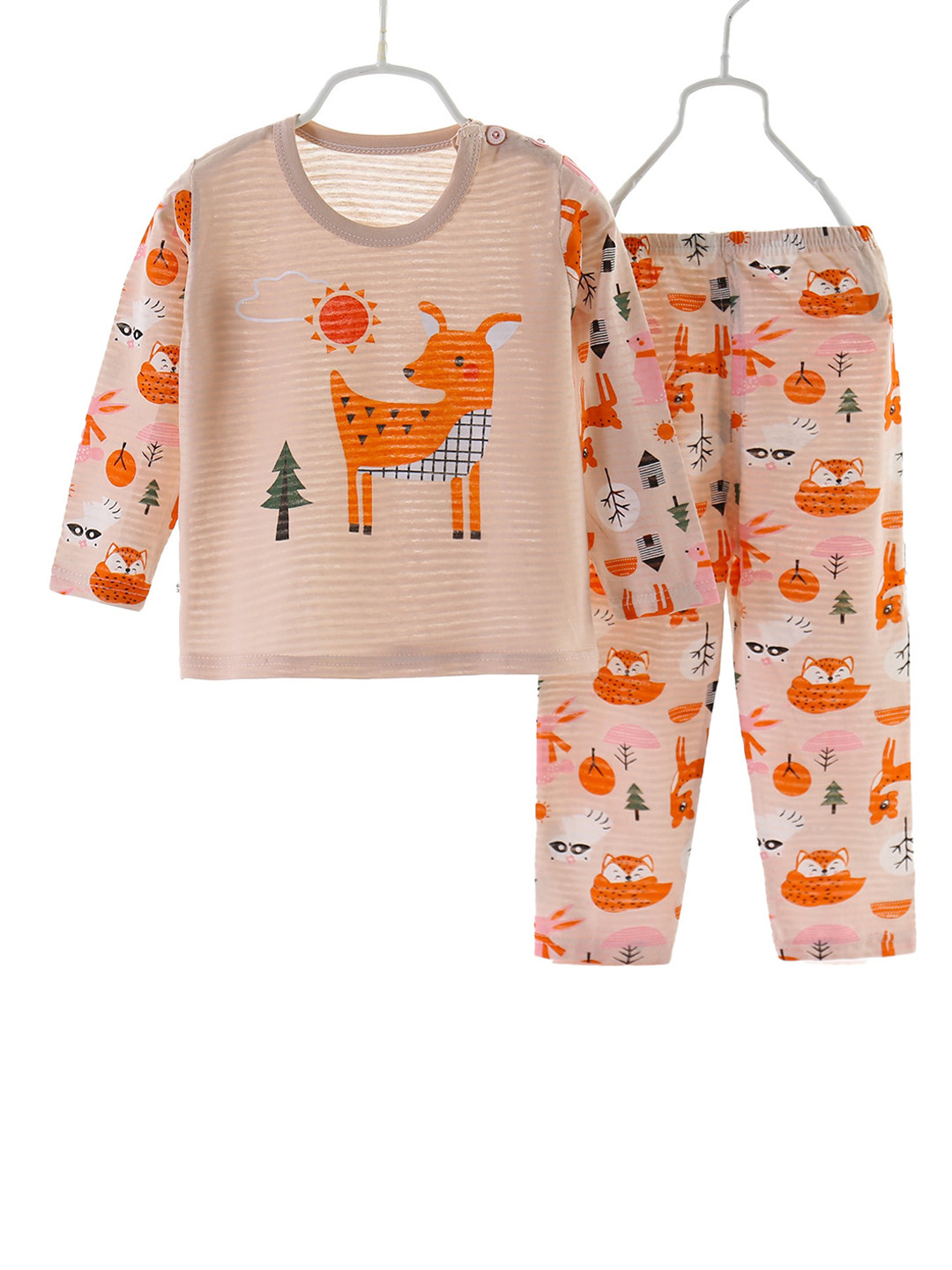 

StyleCast Boys Beige & Orange Graphic Printed Night suit