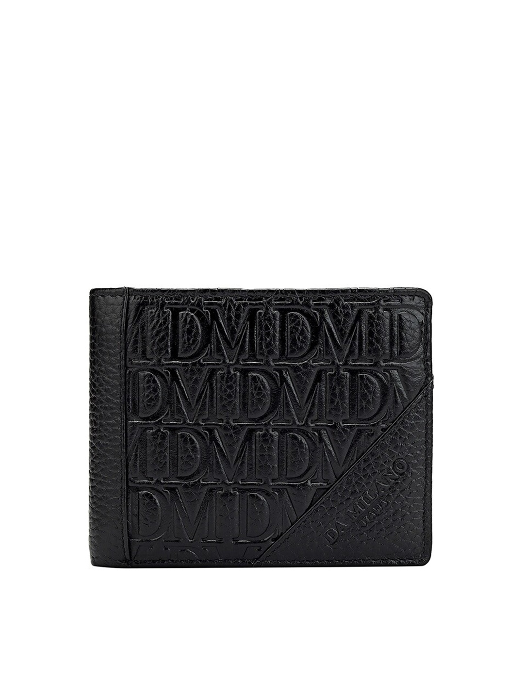 

Da Milano Women Textured Leather Two Fold Wallet, Black