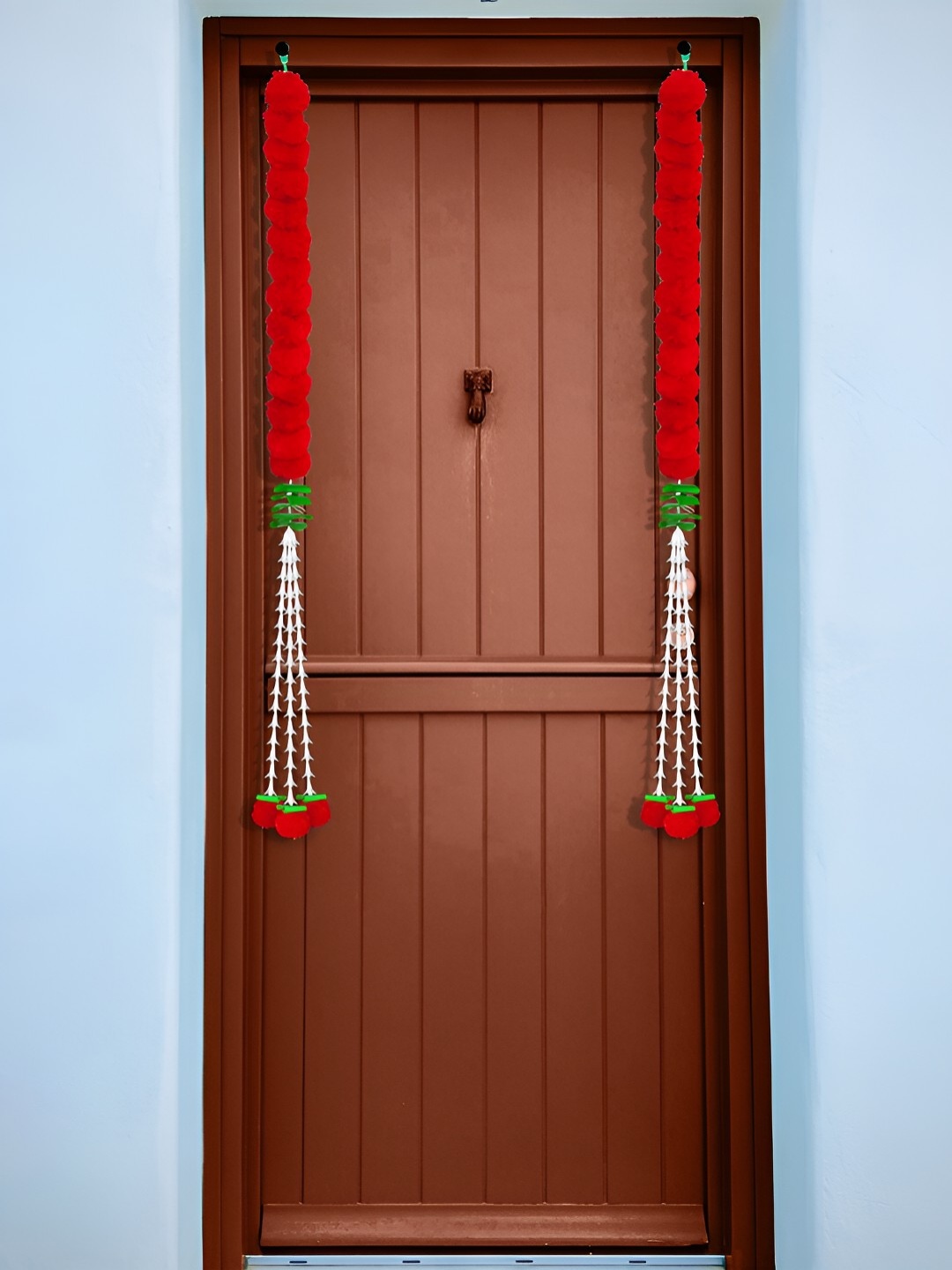 

iHandikart Red 5 Pieces Hanging Marigold Artificial Flower