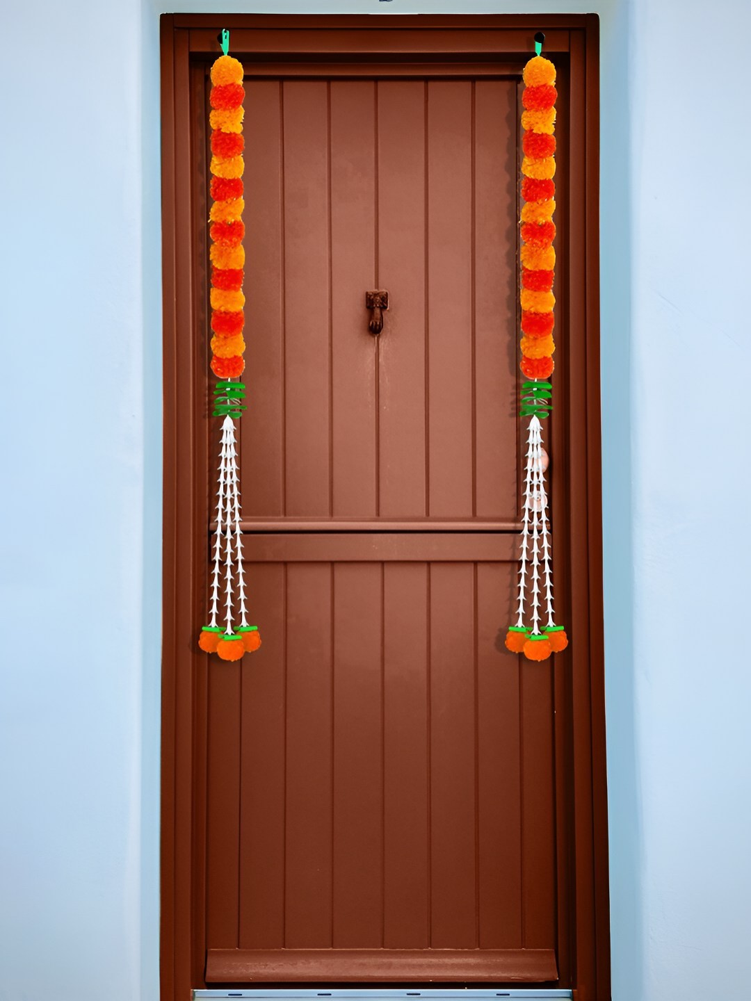 

iHandikart Orange 2 Pieces Hanging Marigold Artificial Flower