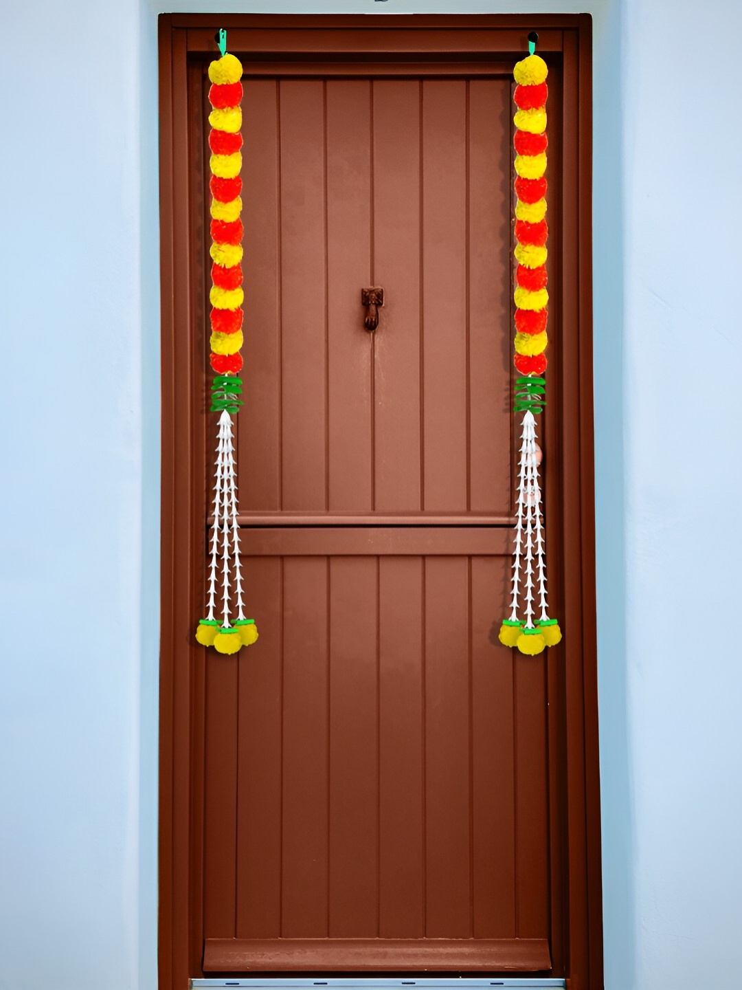 

iHandikart Yellow & Orange 2 Pieces Hanging Marigold Artificial Flower