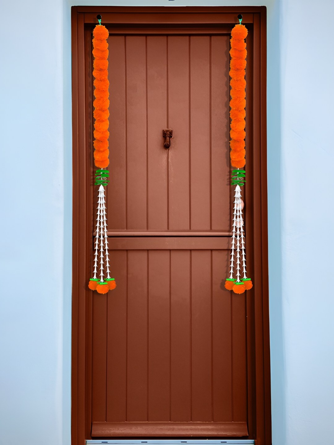 

iHandikart Orange & Green 10Pcs Hanging Marigold Artificial Flower