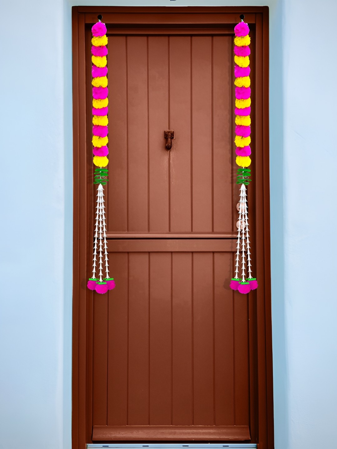 

iHandikart Yellow & Pink 10 Pieces Hanging Marigold Artificial Flowers