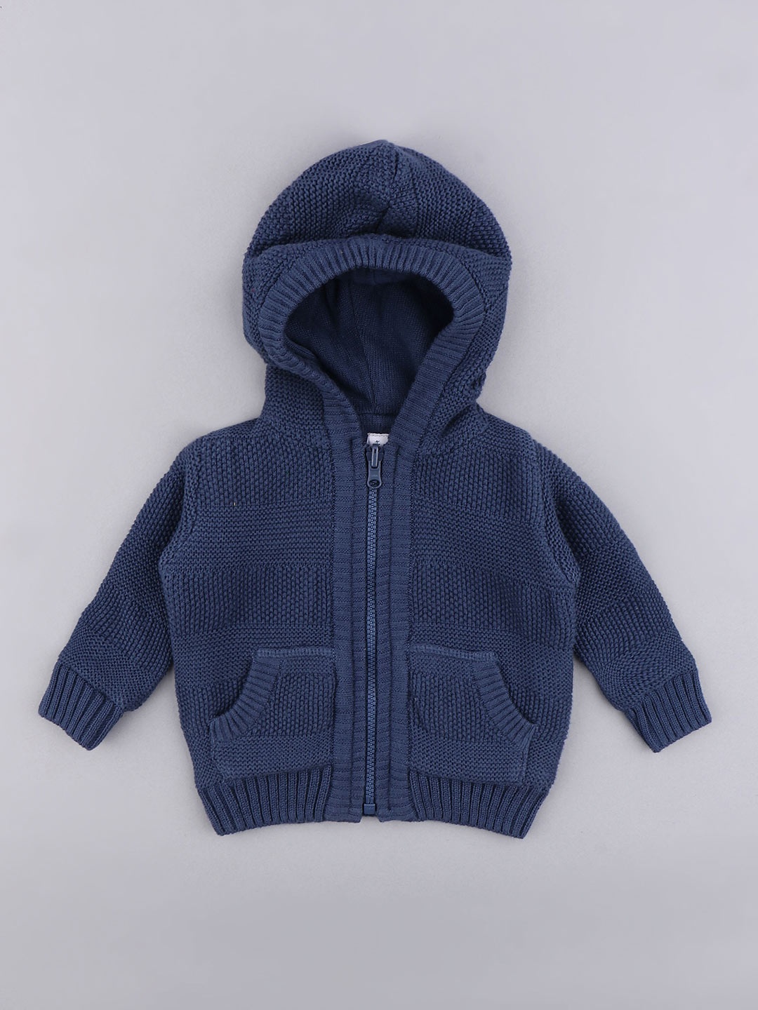 

Cot'N Soft Infants Boys Self Design Hooded Cotton Front Open Sweater, Navy blue