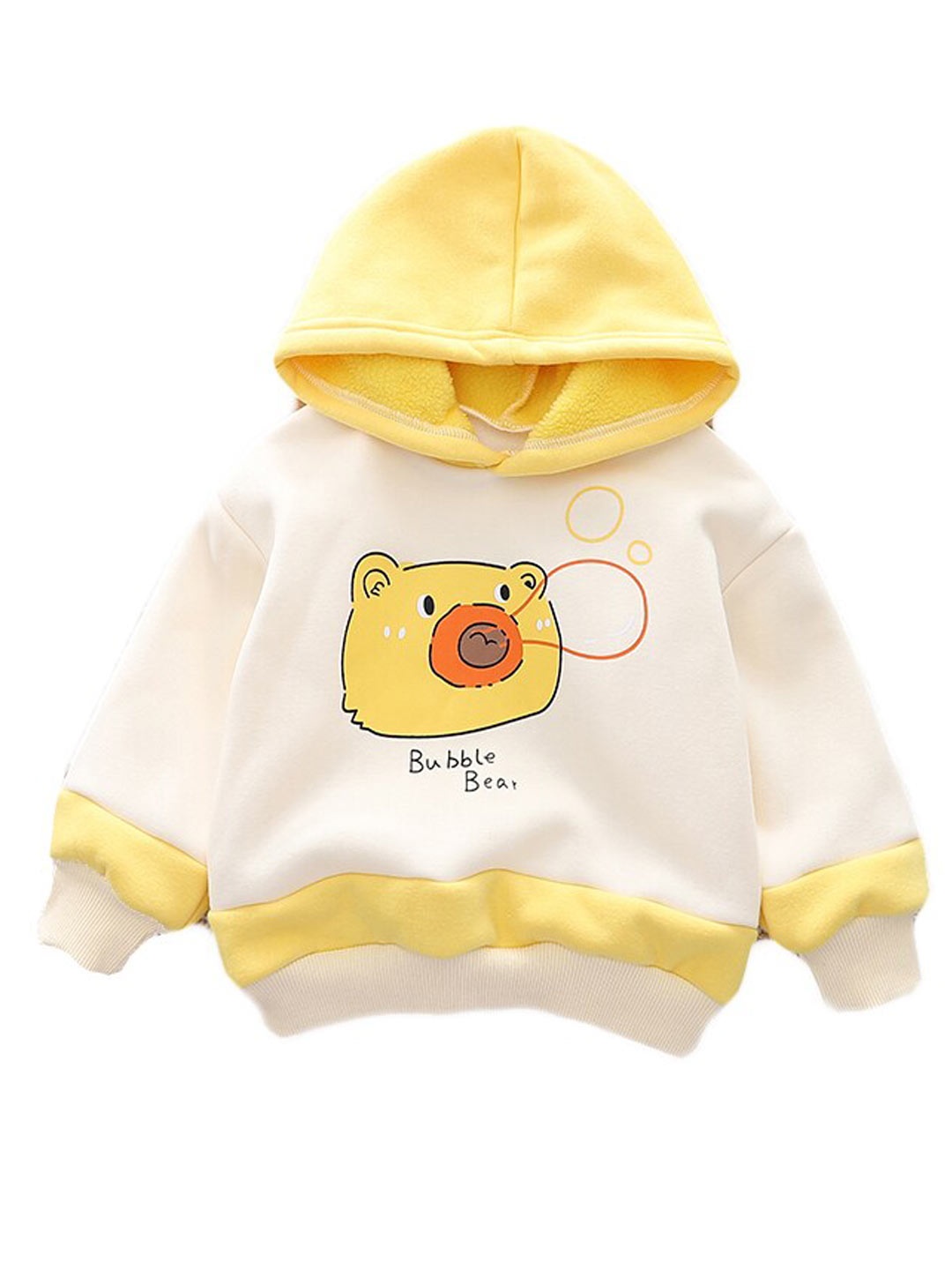 StyleCast Kids Beige Graphic Printed Hooded Cotton Sweatshirt