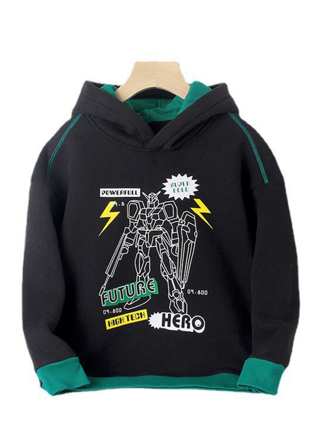 

StyleCast Boys Black Graphic Printed Hooded Cotton Sweatshirt