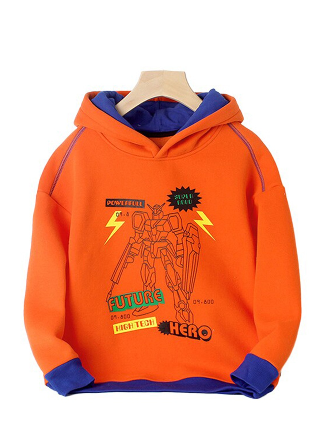 

StyleCast Boys Orange-Coloured Graphic Printed Hooded Cotton Sweatshirt