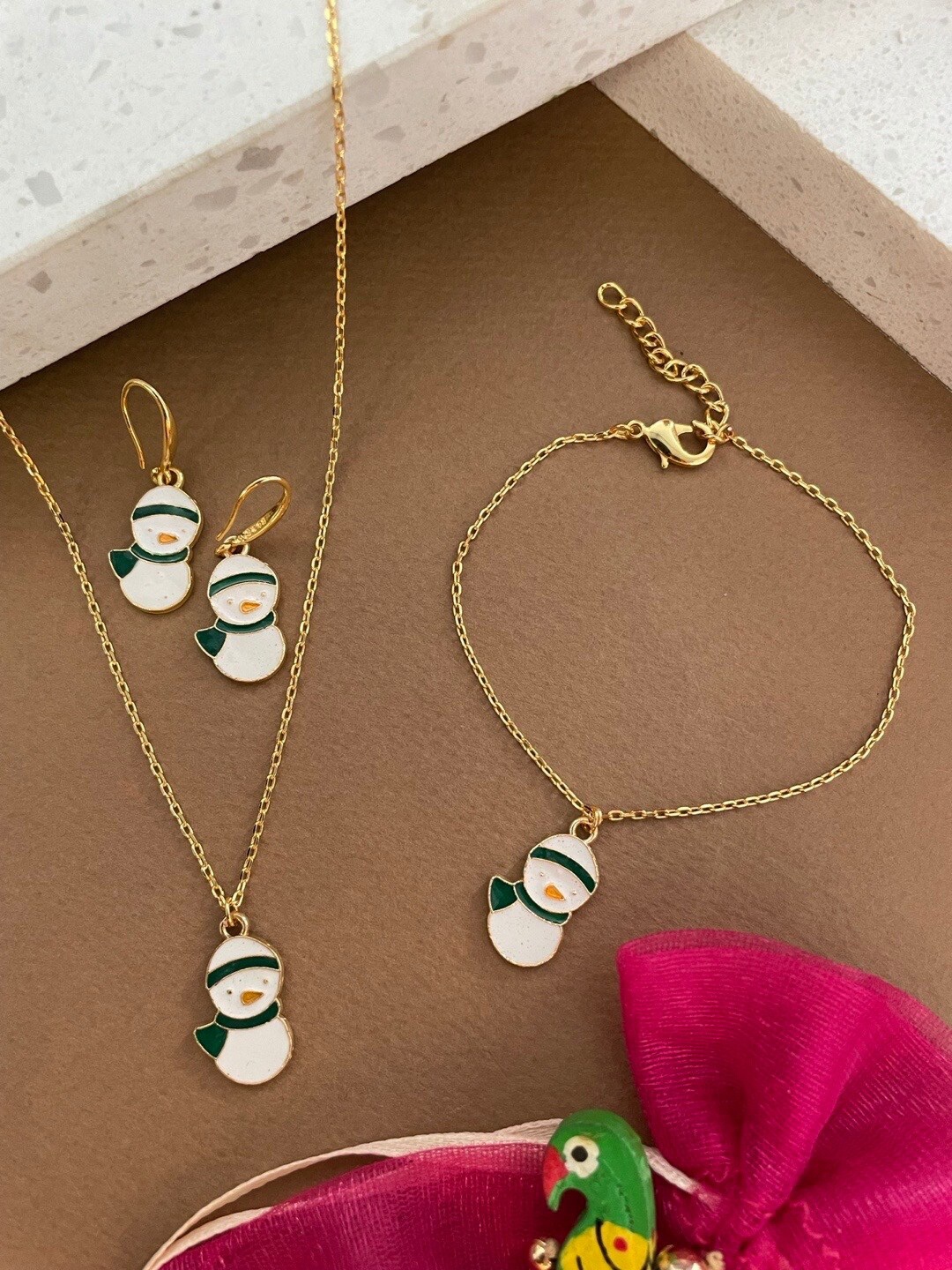 

Digital Dress Room Gold-Plated Printed Christmas Jewellery Set