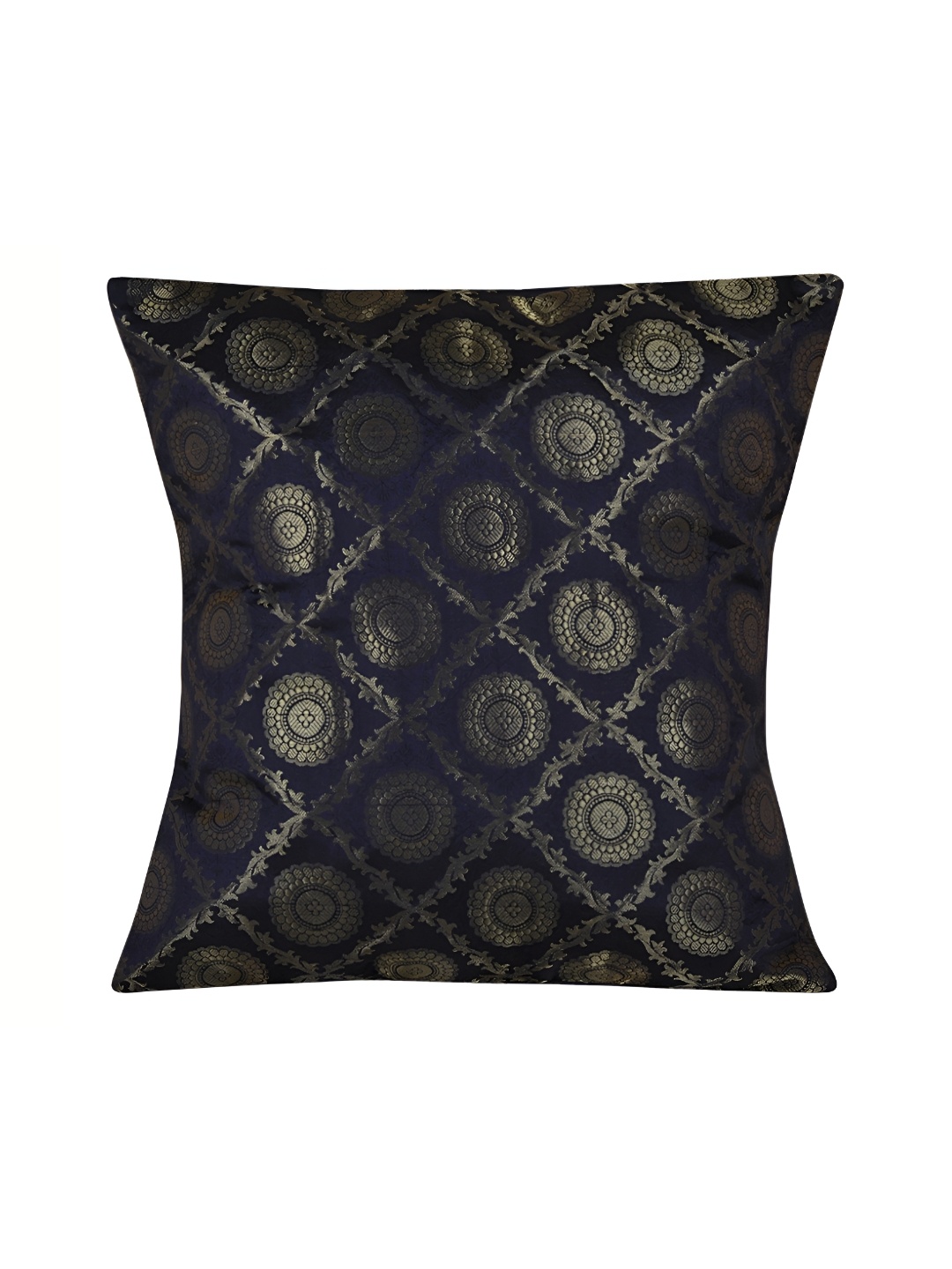

Lal Haveli Blue & Gold Toned Ethnic Motifs Square Cushion Cover