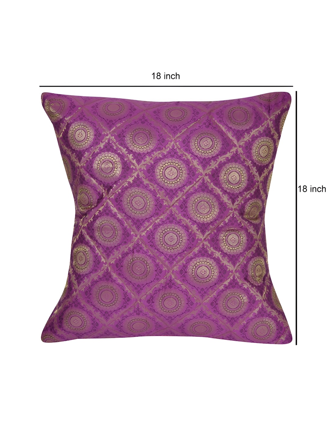 

Lal Haveli Pink Ethnic Motifs Silk Square Cushion Cover
