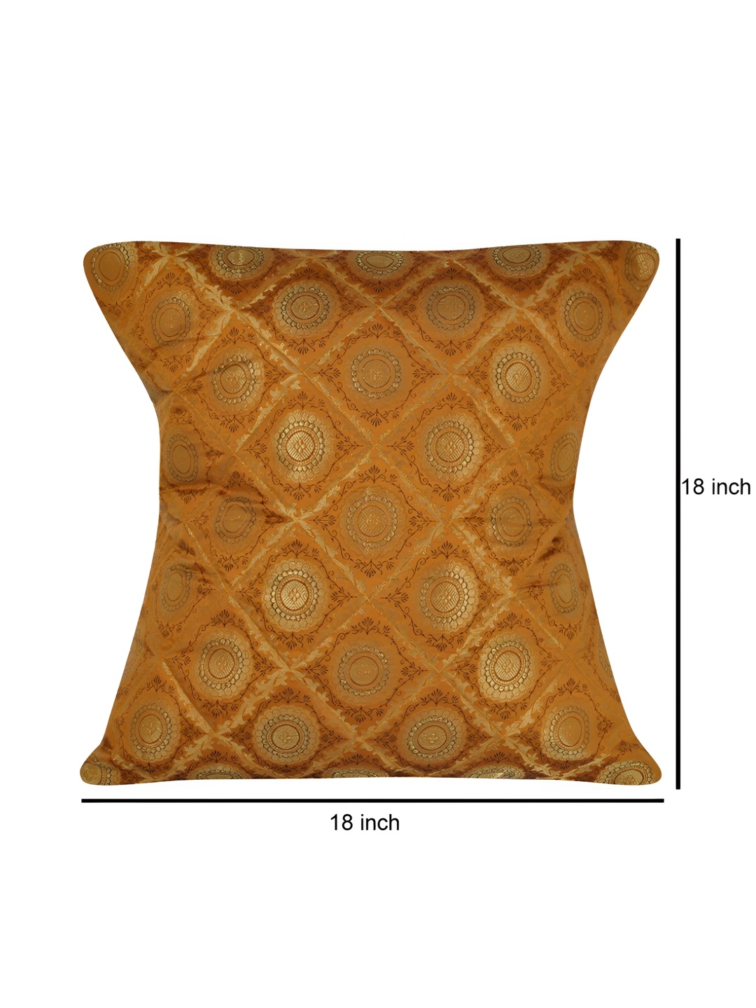 

Lal Haveli Yellow & Gold Toned Ethnic Motifs Square Cushion Cover