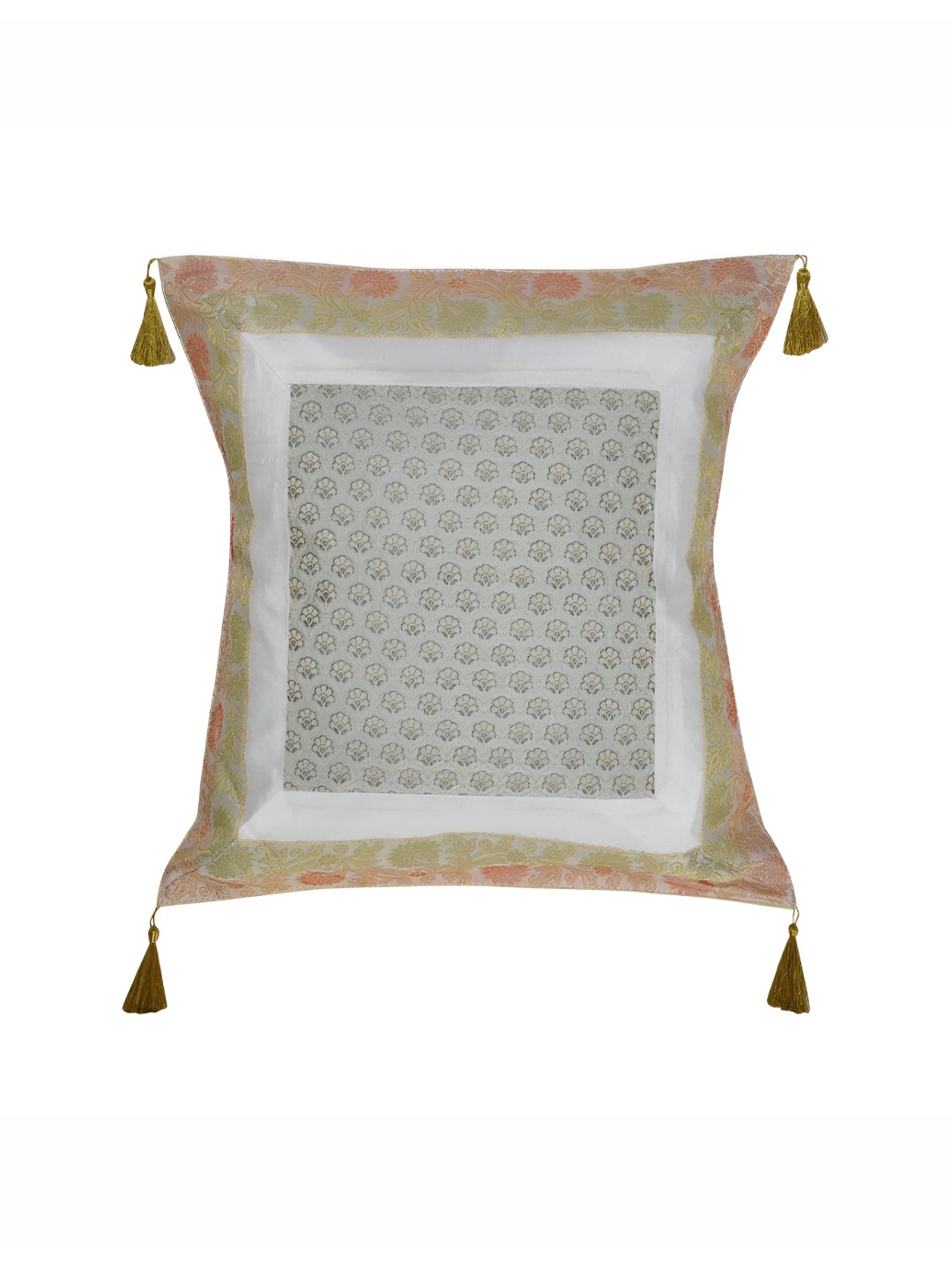 

Lal Haveli White & Red Ethnic Motifs Square Cushion Cover