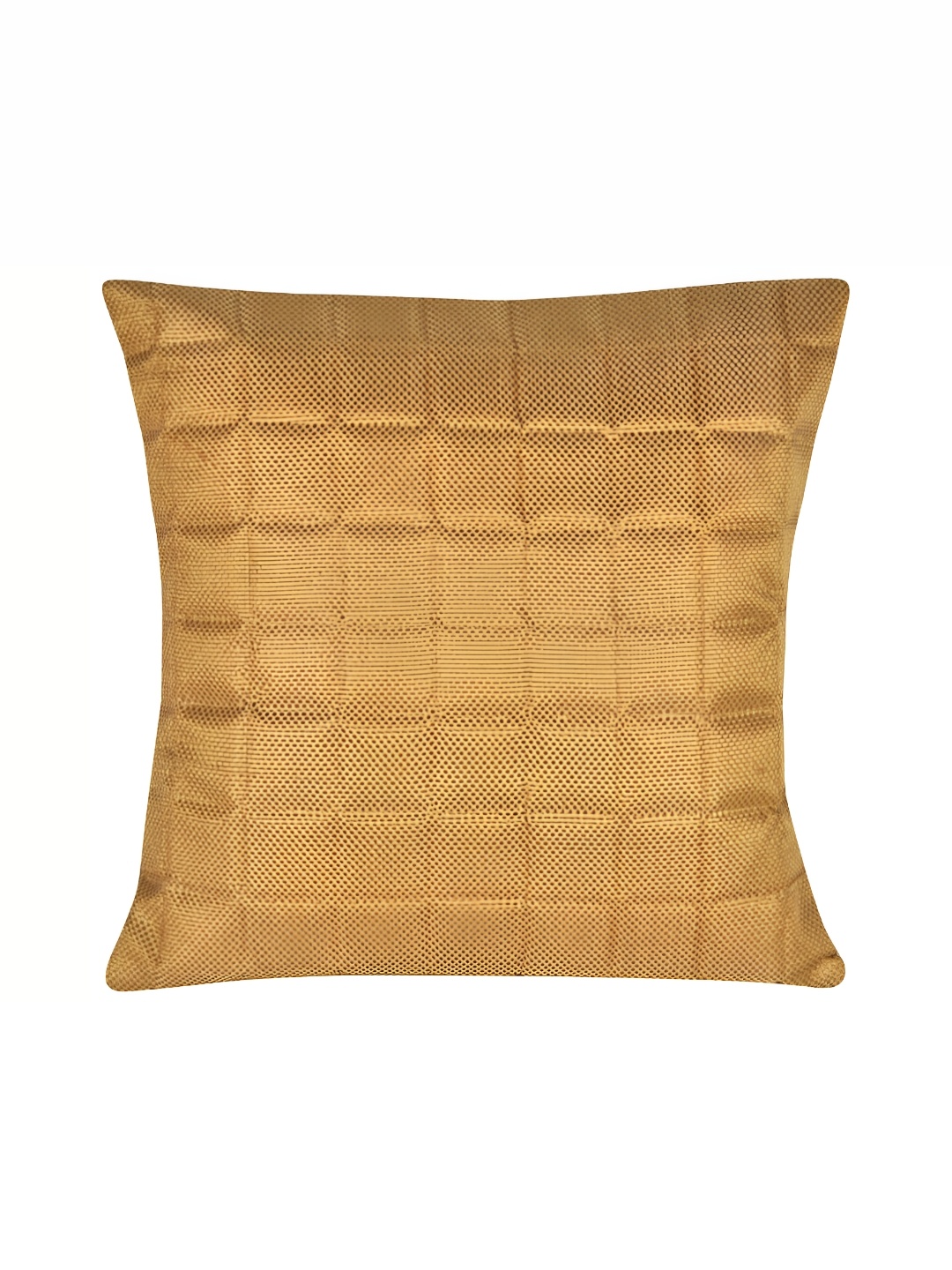 

Lal Haveli Gold Toned Checked Square Cushion Cover