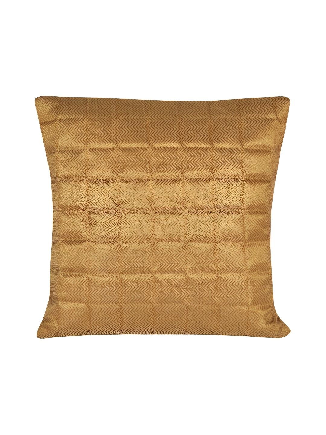 

Lal Haveli Gold Toned Checked Square Cushion Cover