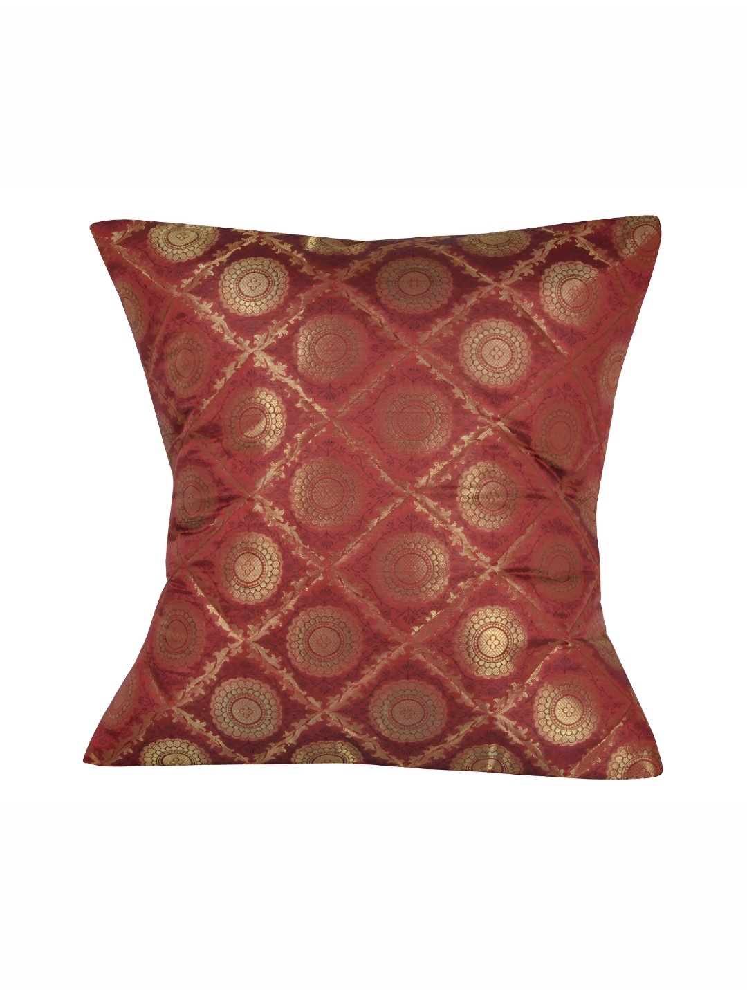 

Lal Haveli Maroon & Gold Toned Ethnic Motifs Square Cushion Cover