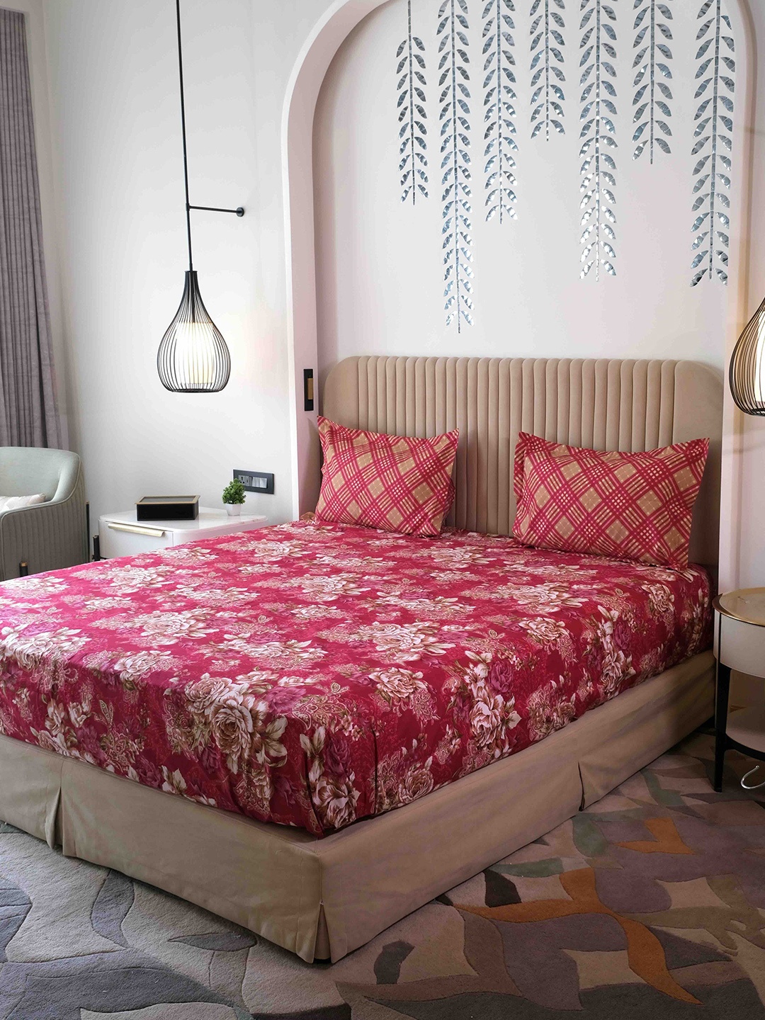 

Pure Decor King Size Double Bed Bedsheet With 2 Pillow Covers 108in X 108in,274cm X 274cms, Maroon