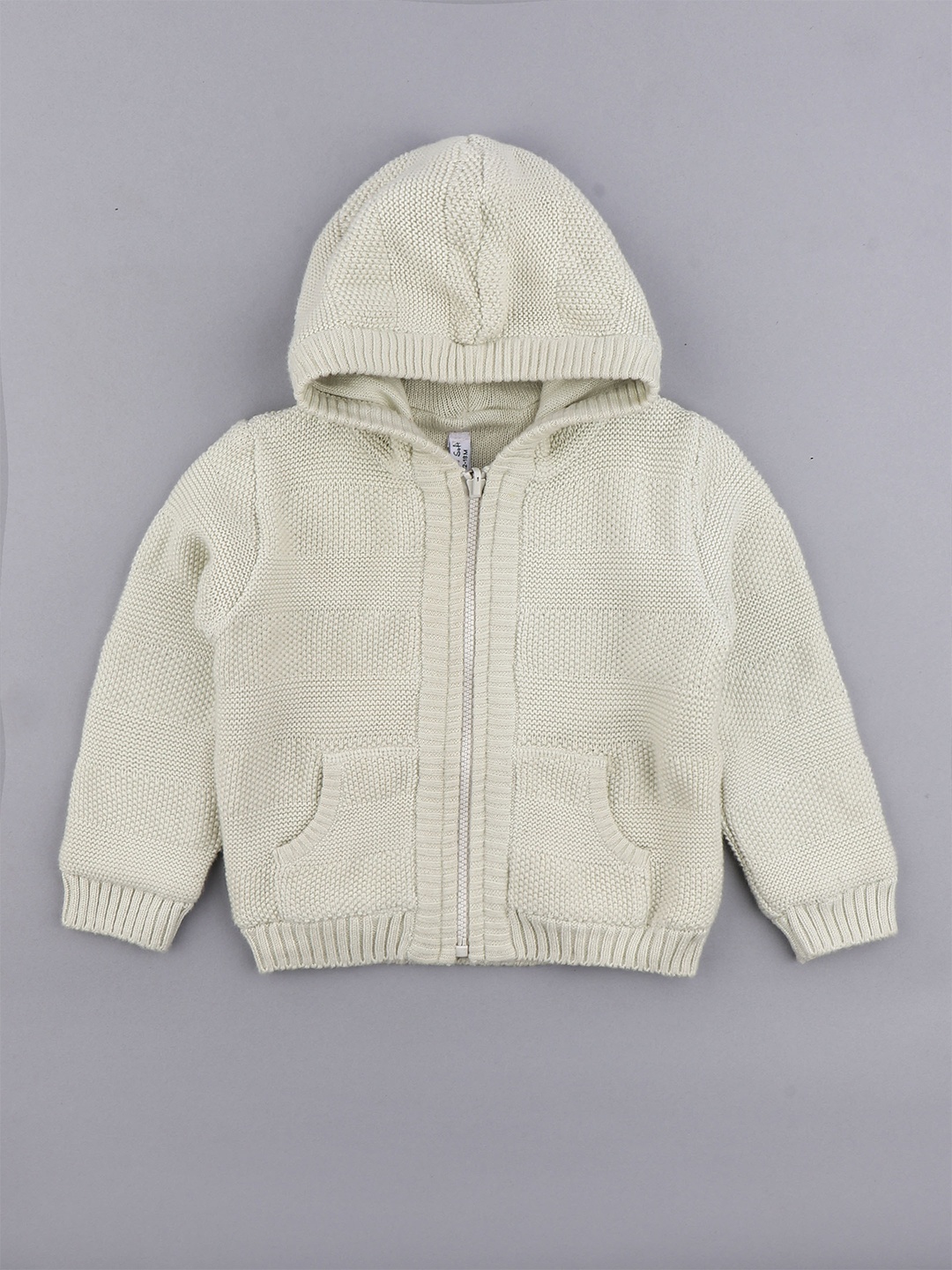 

Cot'N Soft Infants Girls Self Design Hooded Cotton Front Open Sweater, Off white