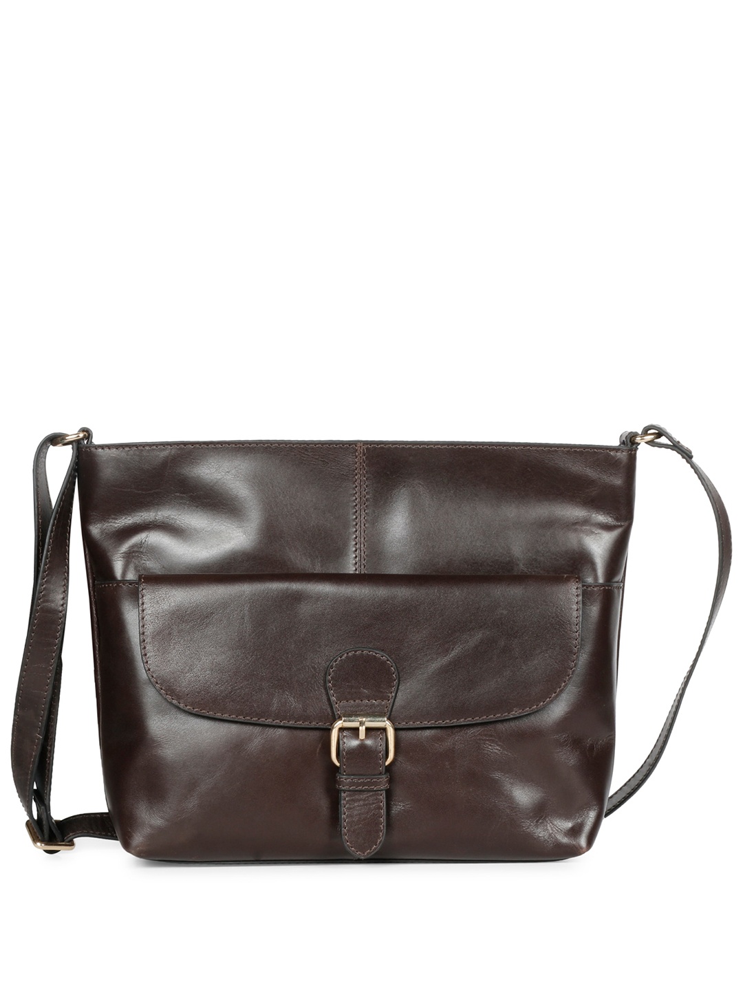 

Saint G Textured Structured Leather Sling Bag, Coffee brown