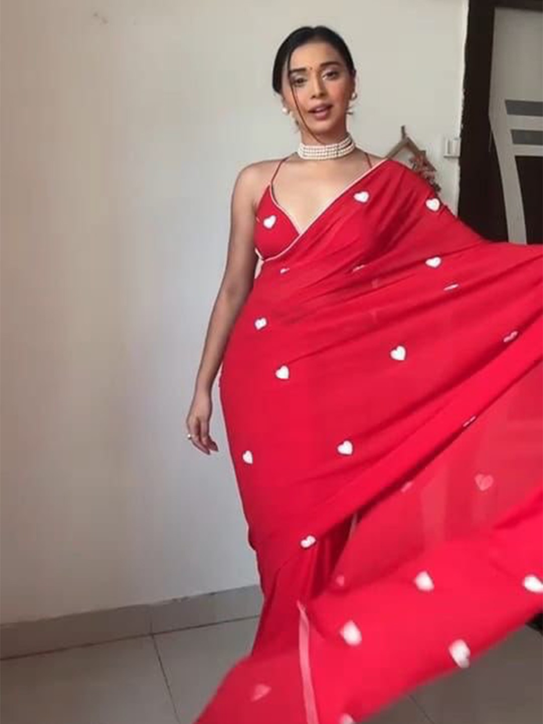 

Mitera Red Conversational Embellished Sequinned Mysore Silk Saree
