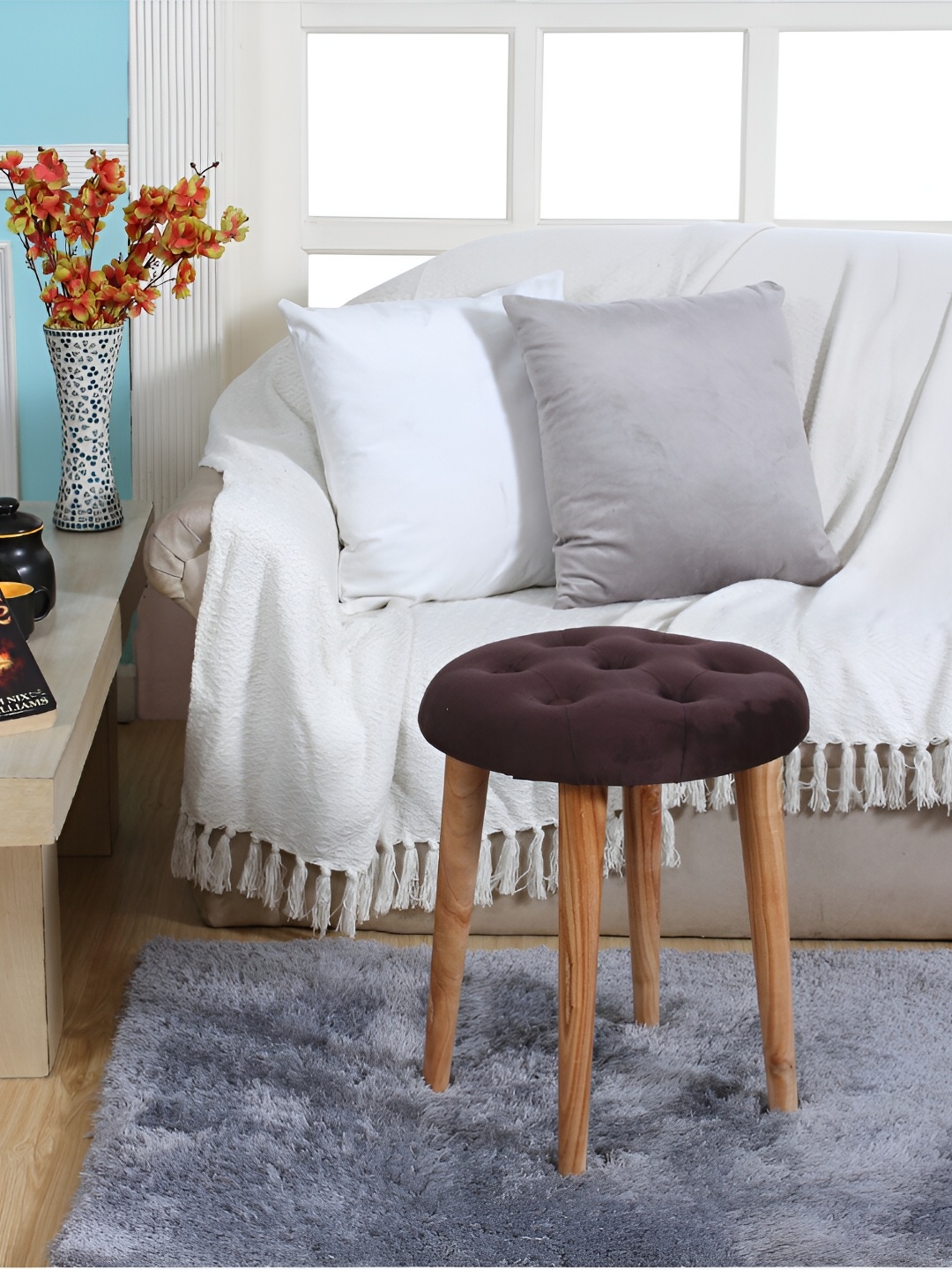 

Shadowkart Coffee Brown Round Wooden Ottomans
