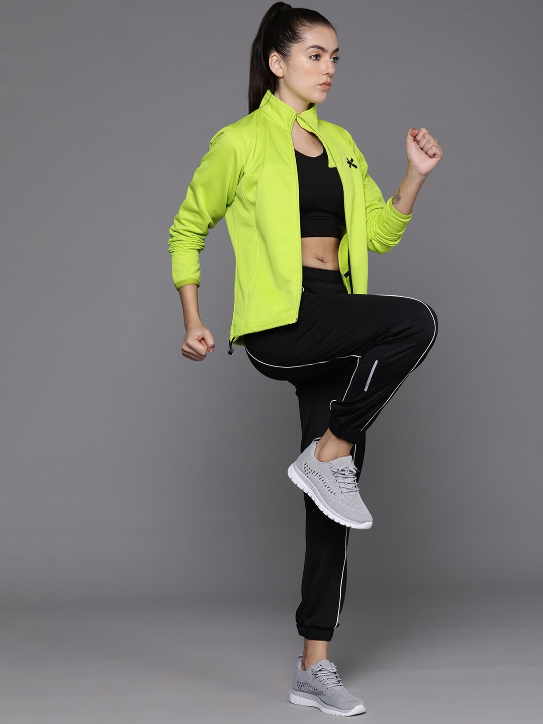 

HRX by Hrithik Roshan Fleece Running Sporty Jacket, Fluorescent green