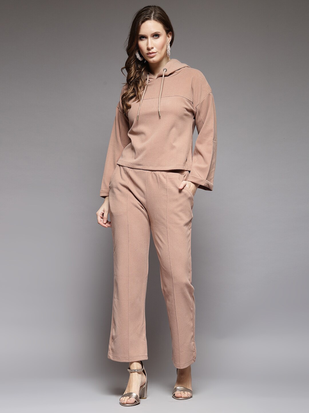 Juelle Woollen Hooded Sweatshirt with Trousers, Khaki
