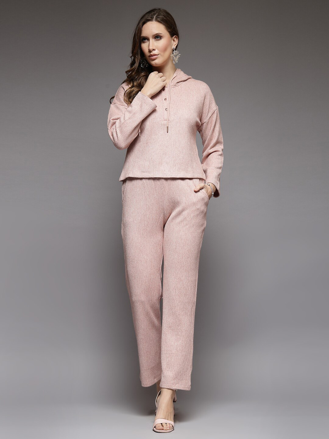 

Juelle Hooded Sweatshirt With Trousers Co-ord Set, Peach