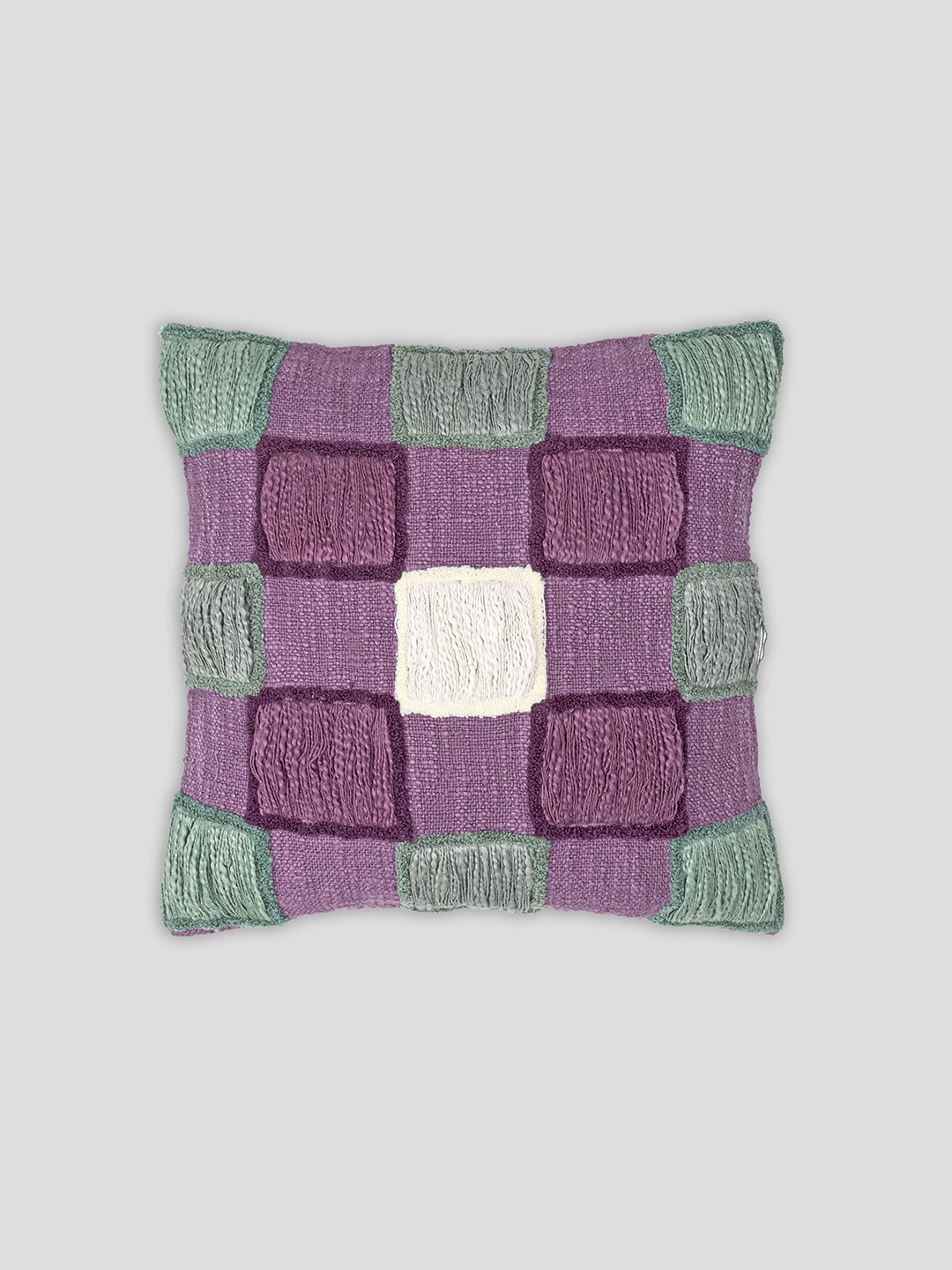 

HOUMN Purple Cotton Embroidered Square Cushion Cover