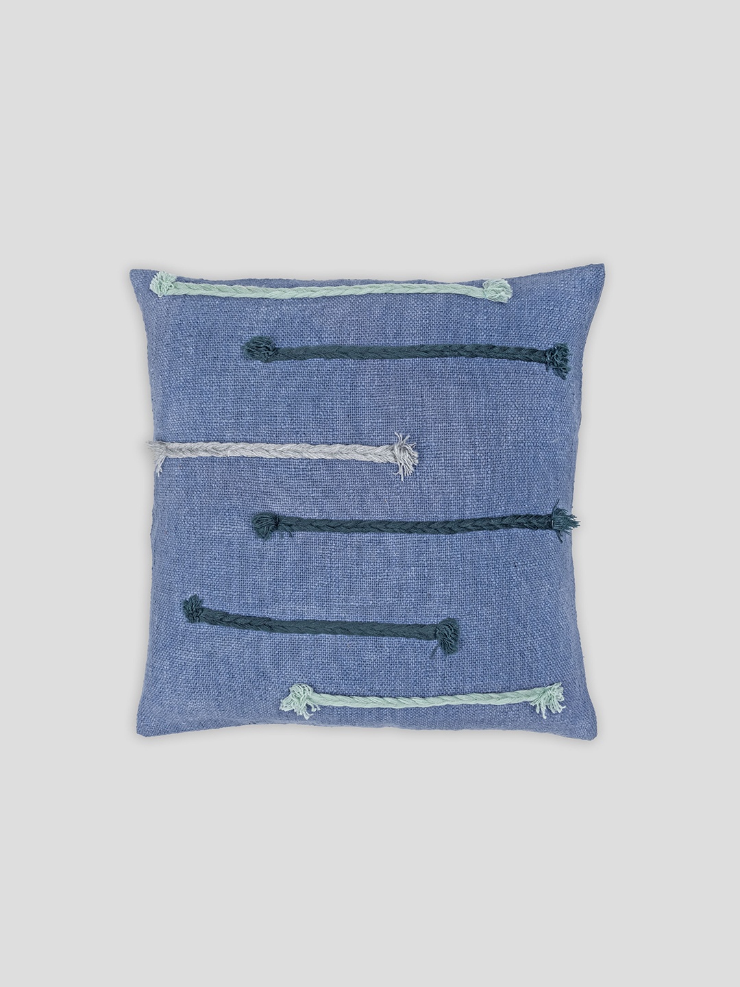 

HOUMN Blue & Grey Striped Cotton Square Cushion Cover