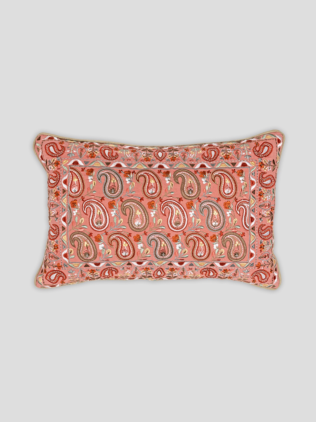 

HOUMN Orange Embroidered Rectangle Cushion Covers