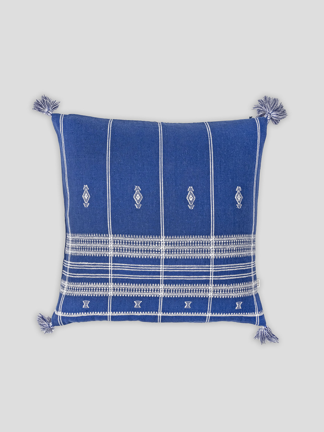 

HOUMN Navy Blue & White Striped Cotton Square Cushion Cover