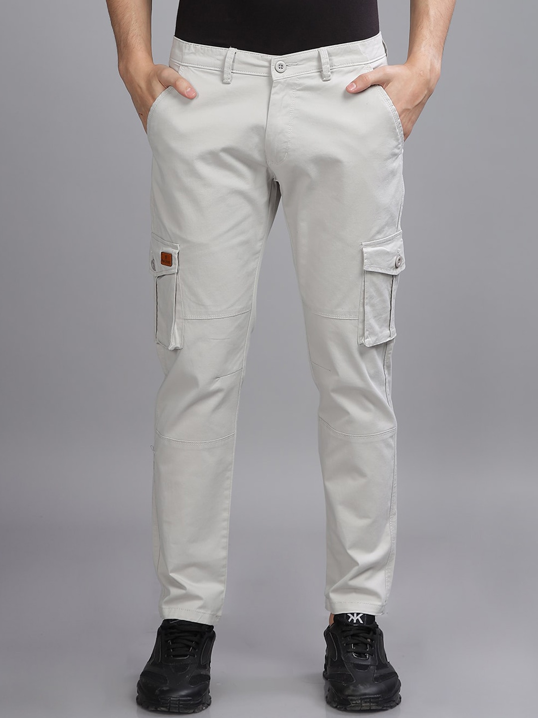

PAUL STREET Men Smart Slim Fit Cargos, Grey