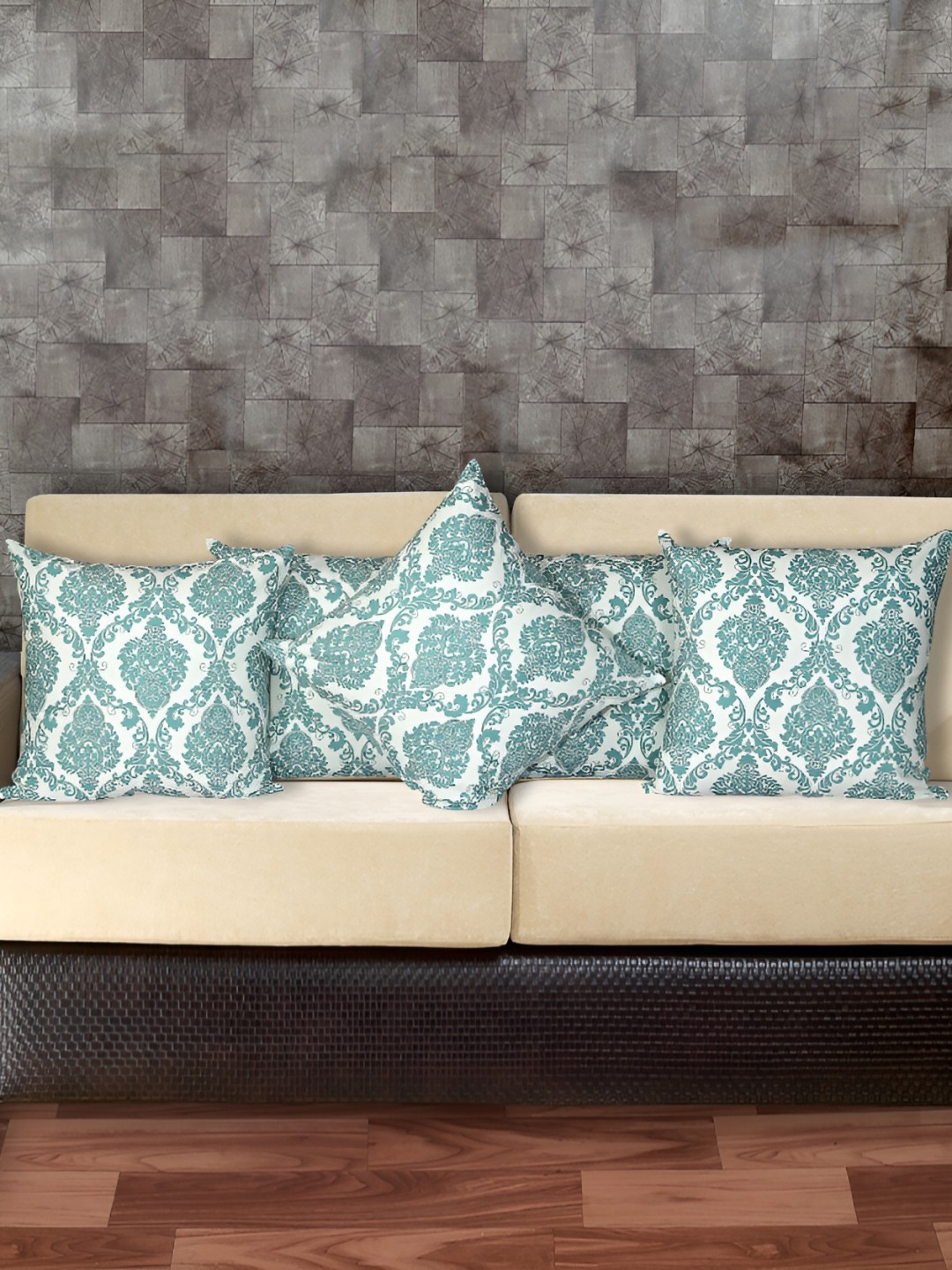 

Texstylers Blue 5 Pieces Self Design Cotton Square Cushion Covers