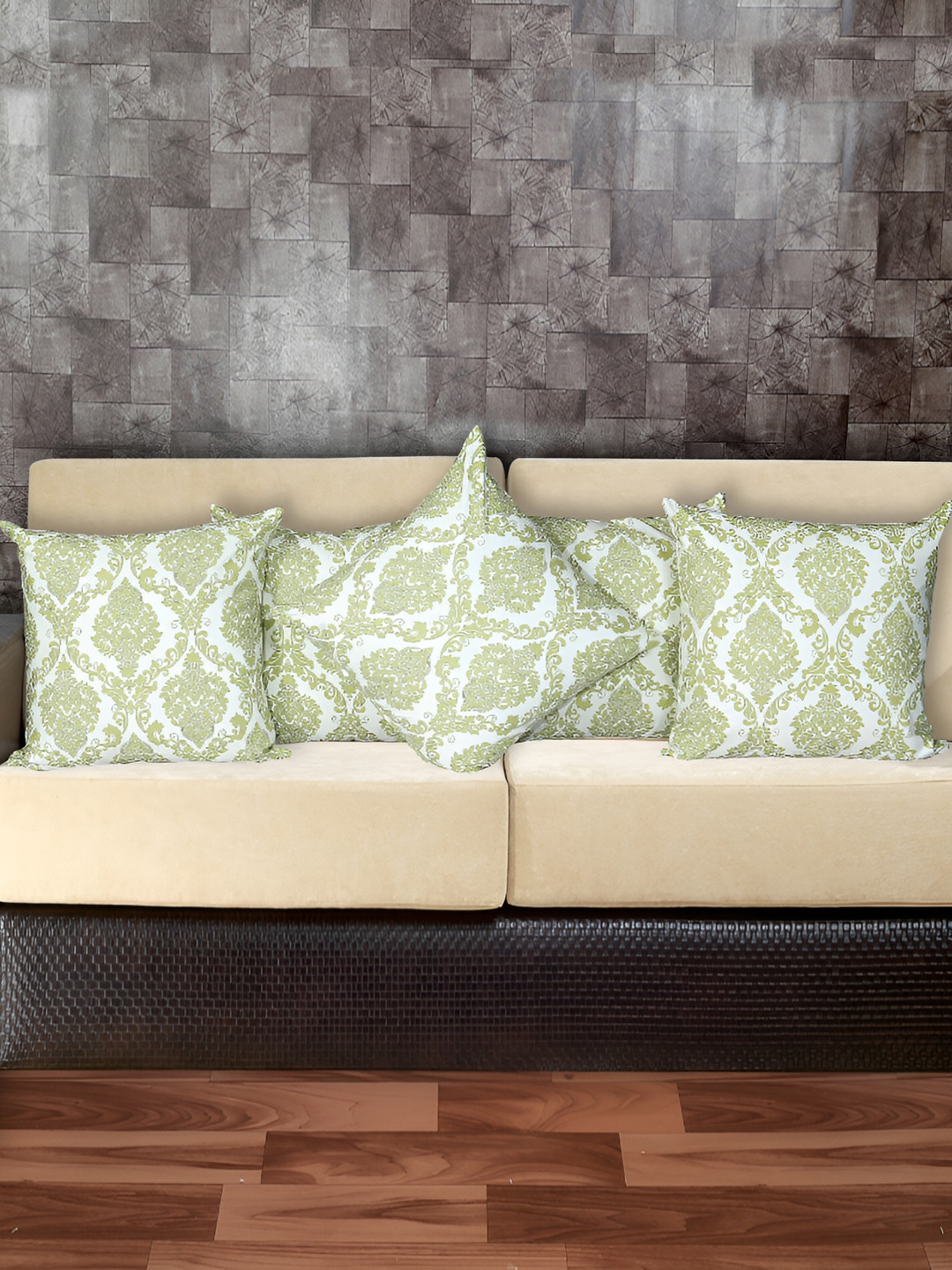 

Texstylers Green 5 Pieces Ethnic Motifs Square Cushion Covers