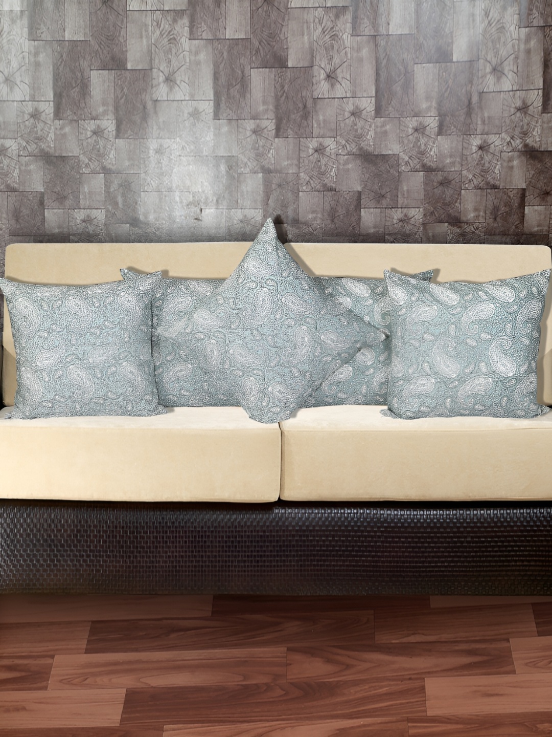 Texstylers Brown 5 Pieces Ethnic Motifs Square Cushion Covers