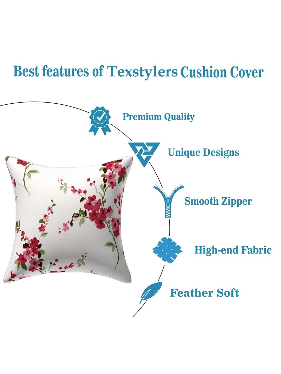 

Texstylers Pink 3 Pieces Floral Square Cushion Covers