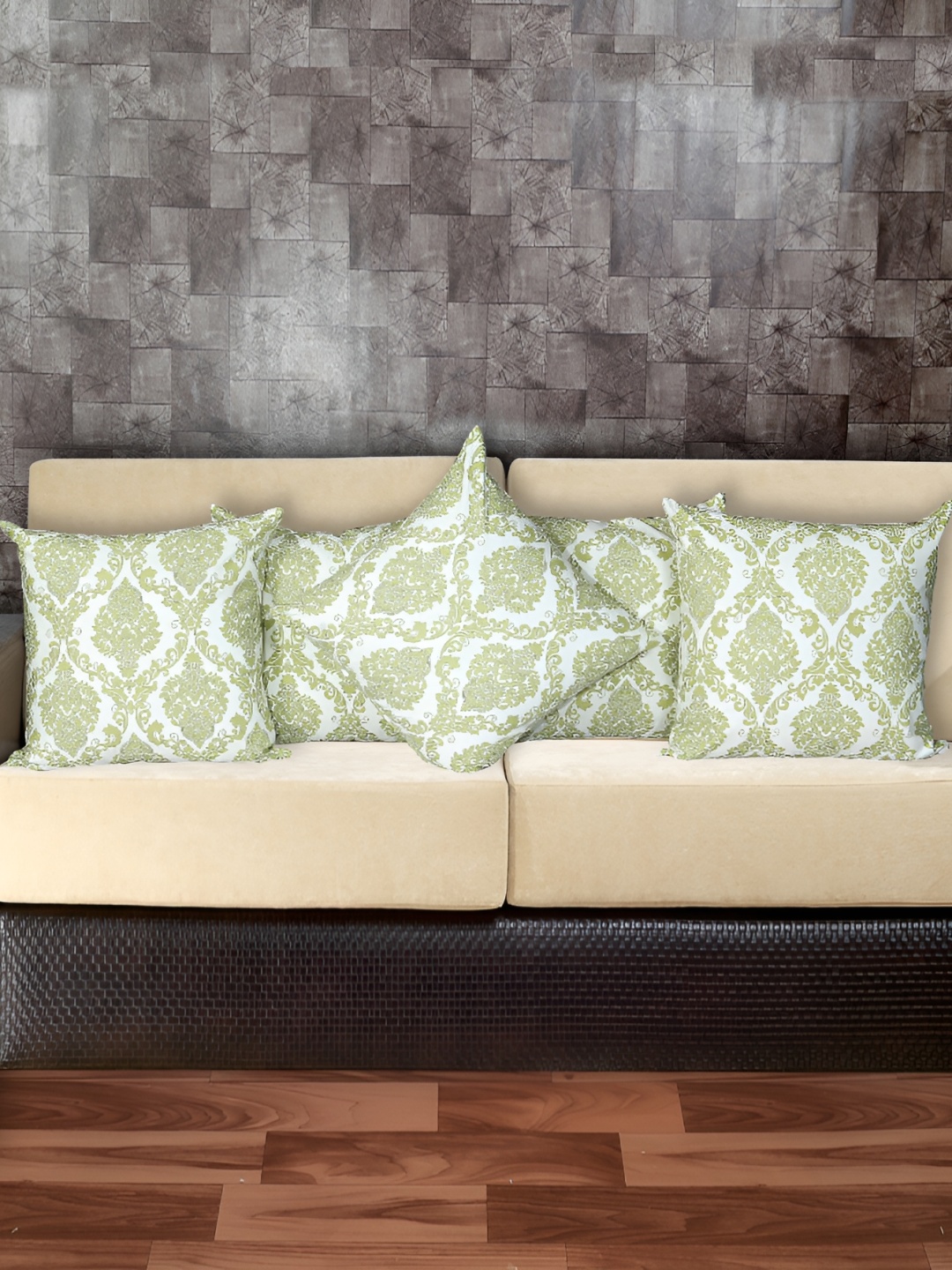 

Texstylers Green 5 Pieces Ethnic Motifs Square Cushion Covers