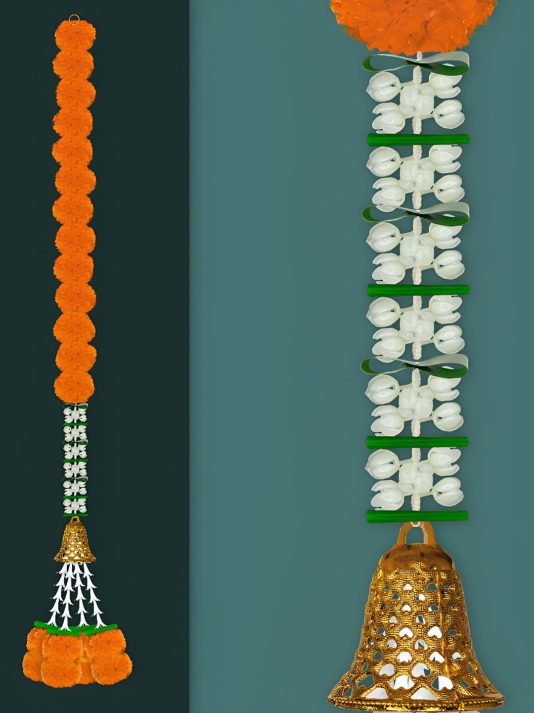 

iHandikart Orange 2 Pieces Hanging Marigold Artificial Flower