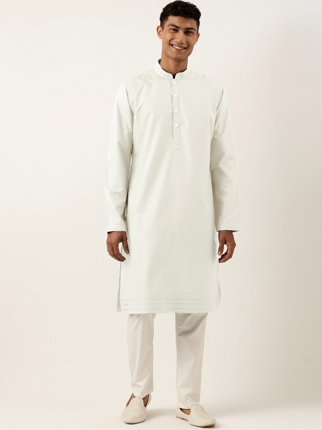 

TheEthnic.Co Regular Pure Cotton Kurta With Trousers, Off white