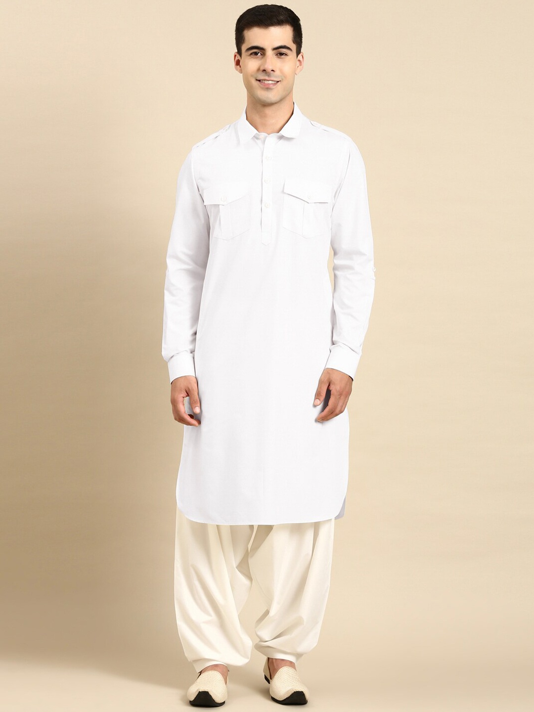 

TheEthnic.Co Pure Cotton Kurta with Salwar, White