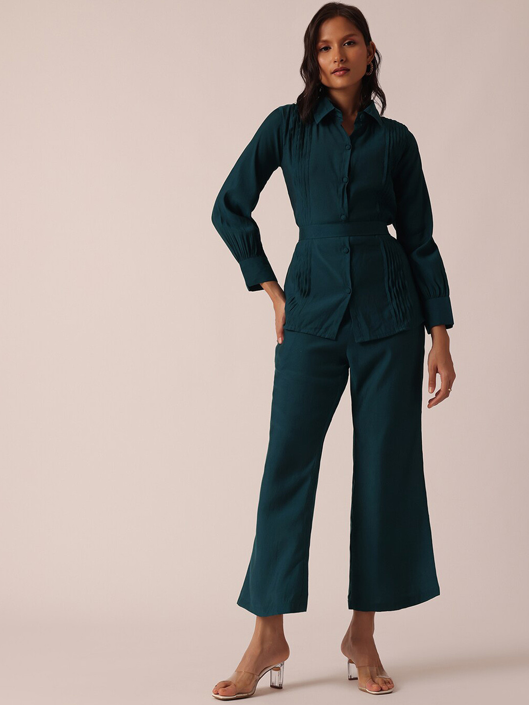 

KALKI Fashion Shirt & Trouser With Belt Co-Ords Set, Blue