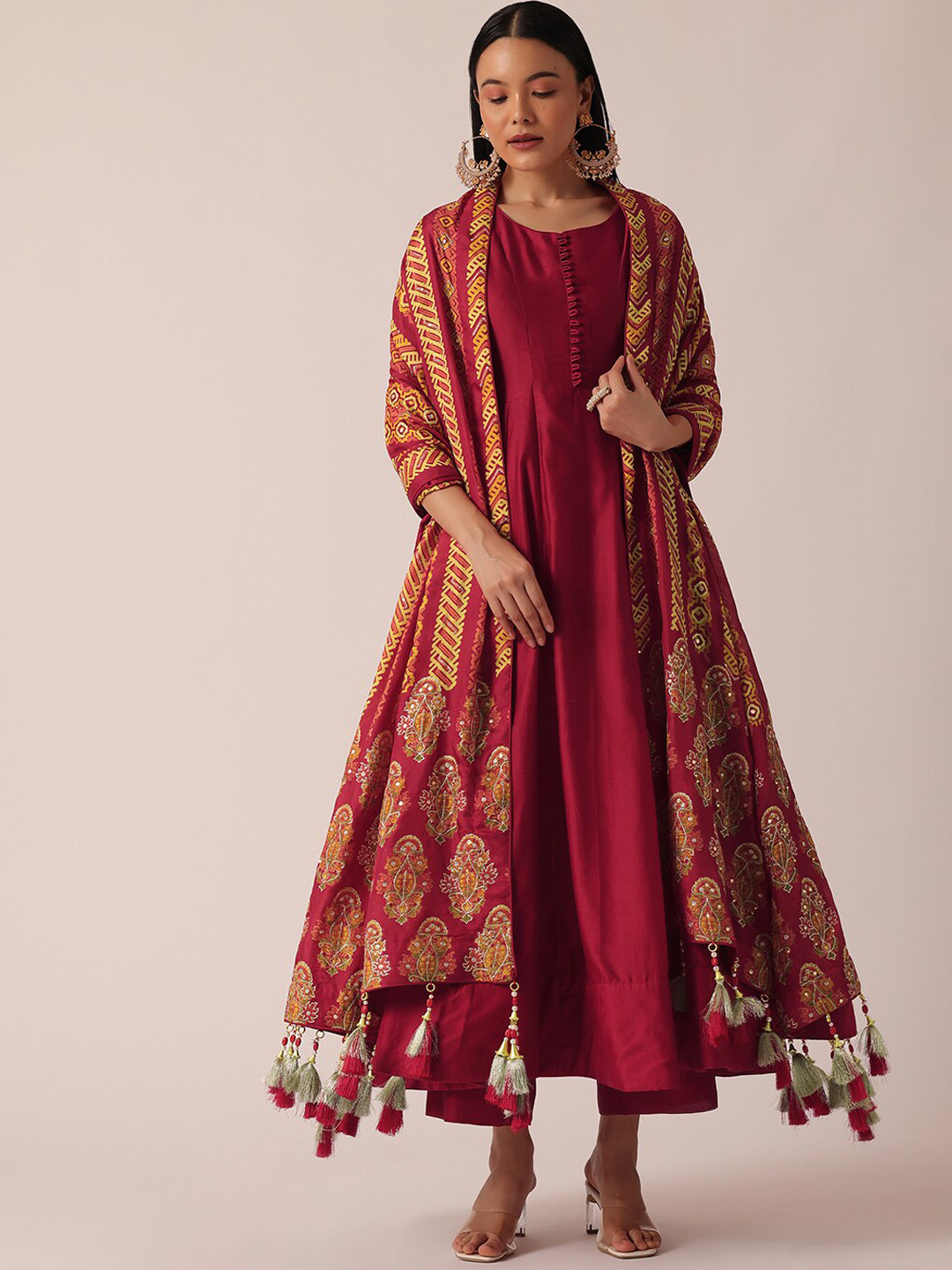 

KALKI Fashion Round Neck Kurta Set, Maroon