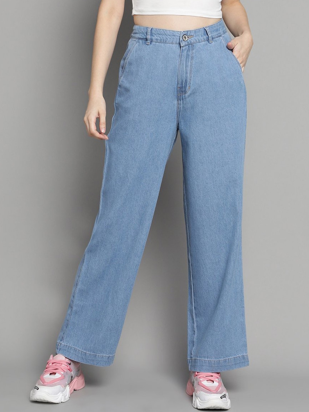 

Xpose Women Comfort Straight Fit High-Rise Pure Cotton Jeans, Blue