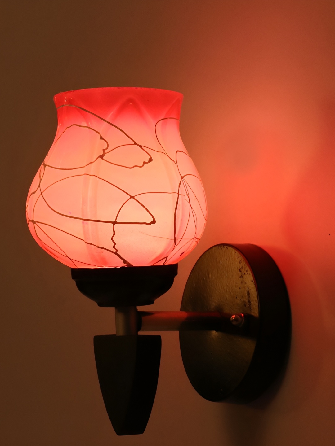 

Afast Pink & White Printed Abstract Shaped Glass Wall Lamp