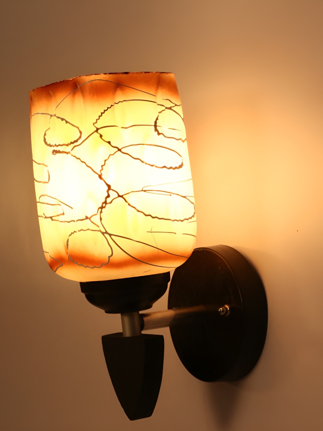 

Afast Brown & Grey Printed Cylinder Shaped Glass Wall Lamp