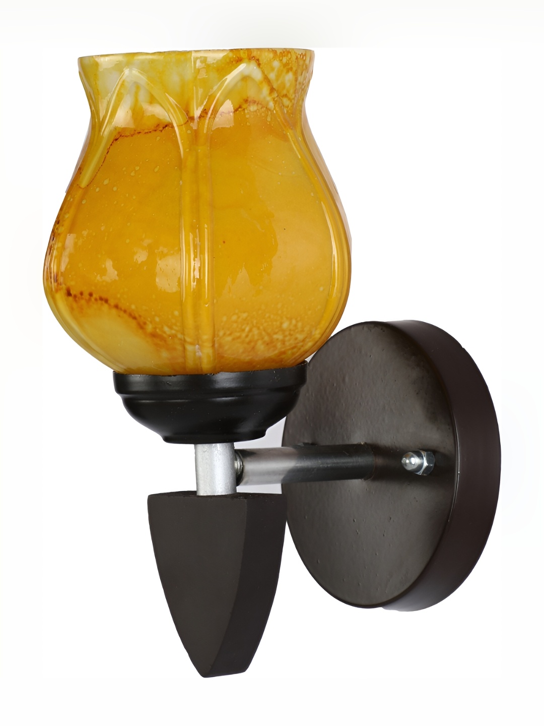 Afast Yellow & Black Printed Abstract Shaped Glass Wall Lamp