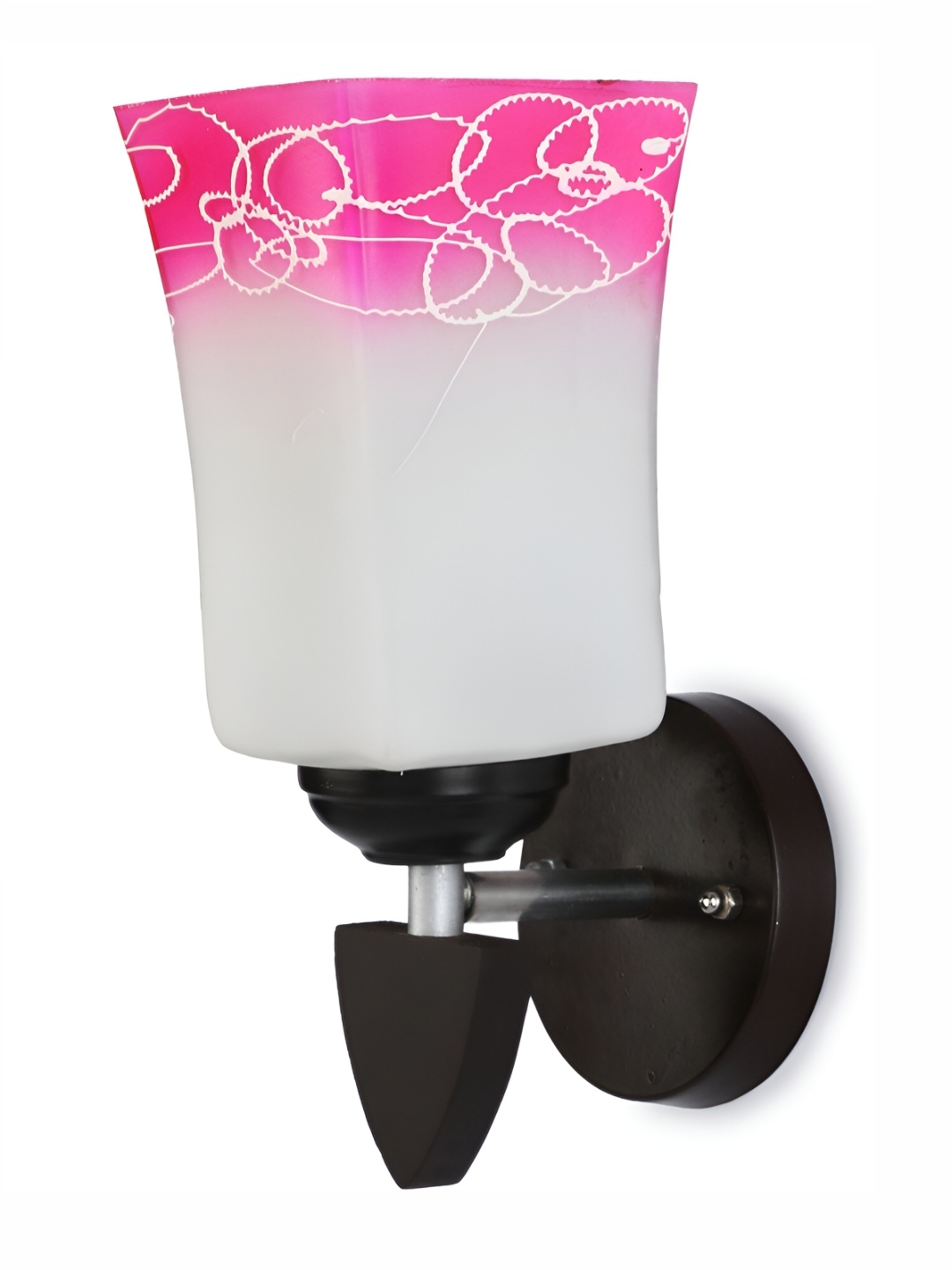 Afast Pink & Black Printed Abstract Shaped Glass Wall Lamp
