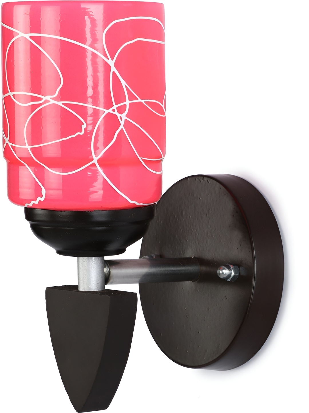 Afast Pink & Black Printed Cylinder Shaped Glass Wall Lamp
