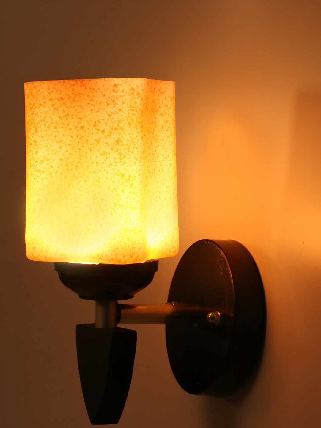 

Afast Orange & Black Printed Abstract Shaped Glass Wall Lamp