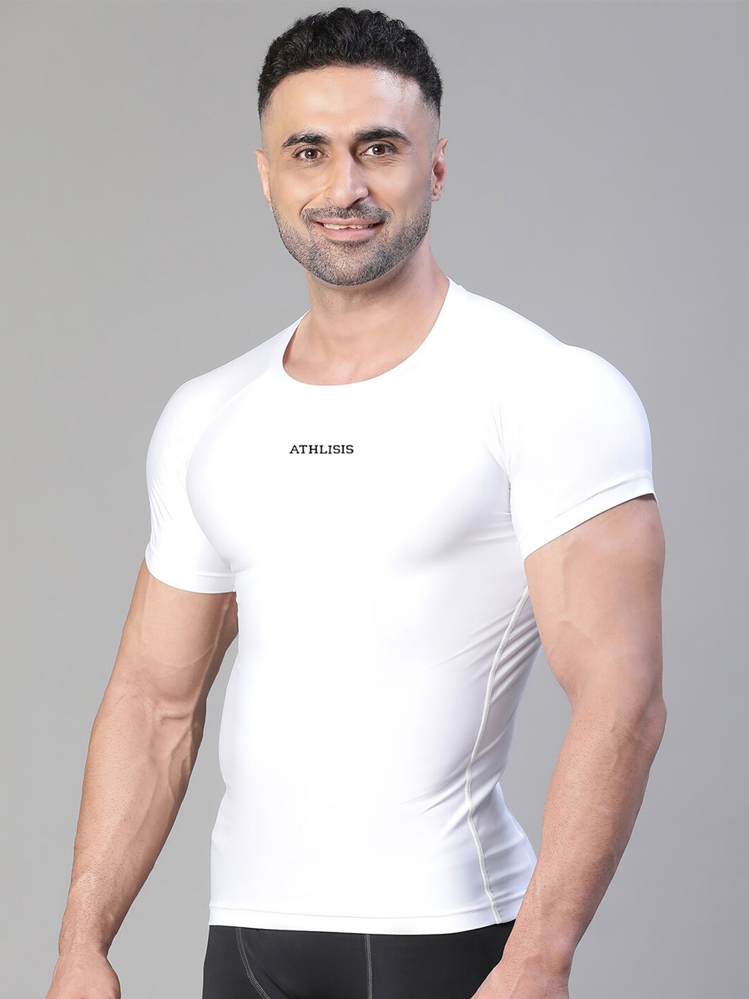 

ATHLISIS Anti Odour Short Sleeves Compression Sports T-shirt, White